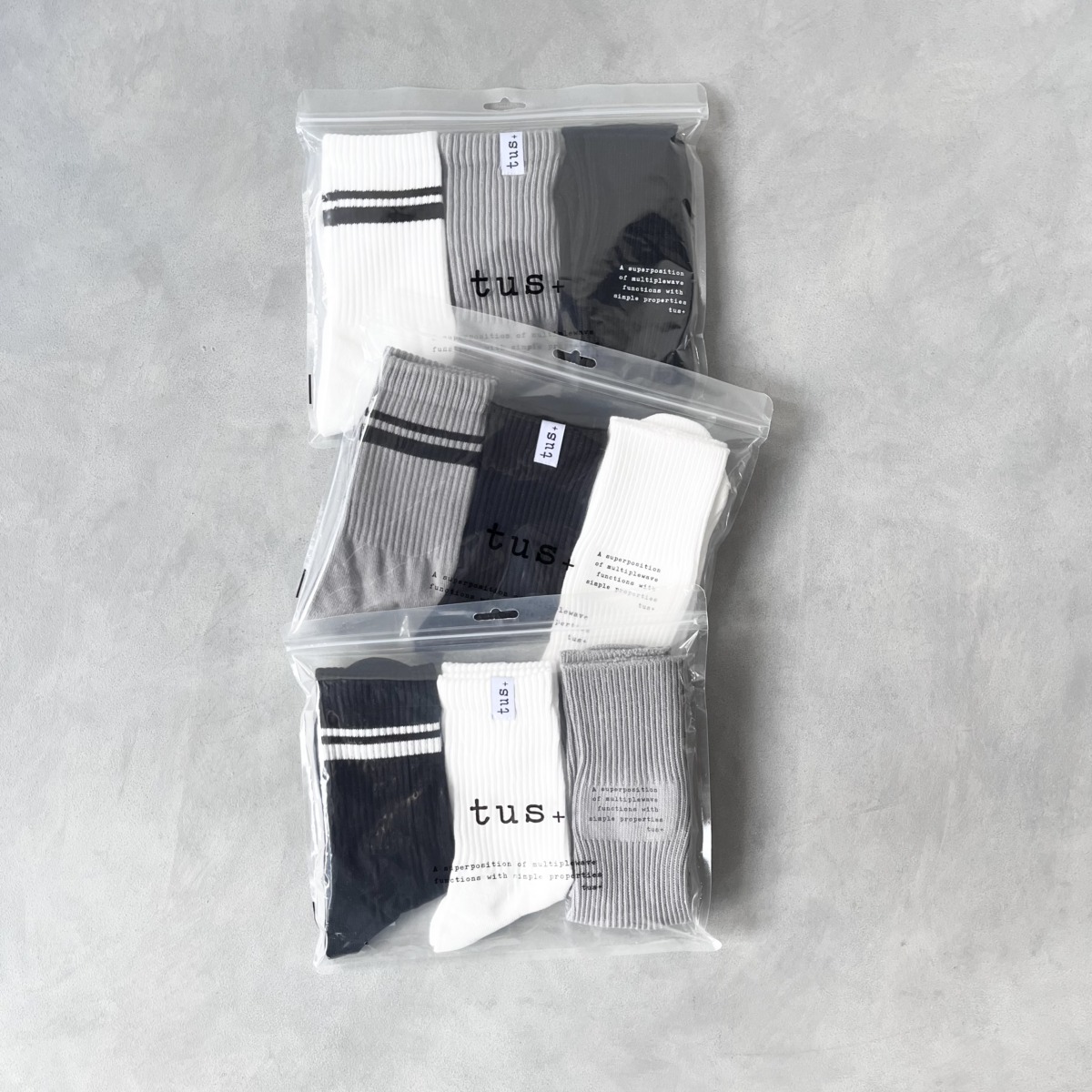 tus+  3MIX COLOR PACK SOCKS